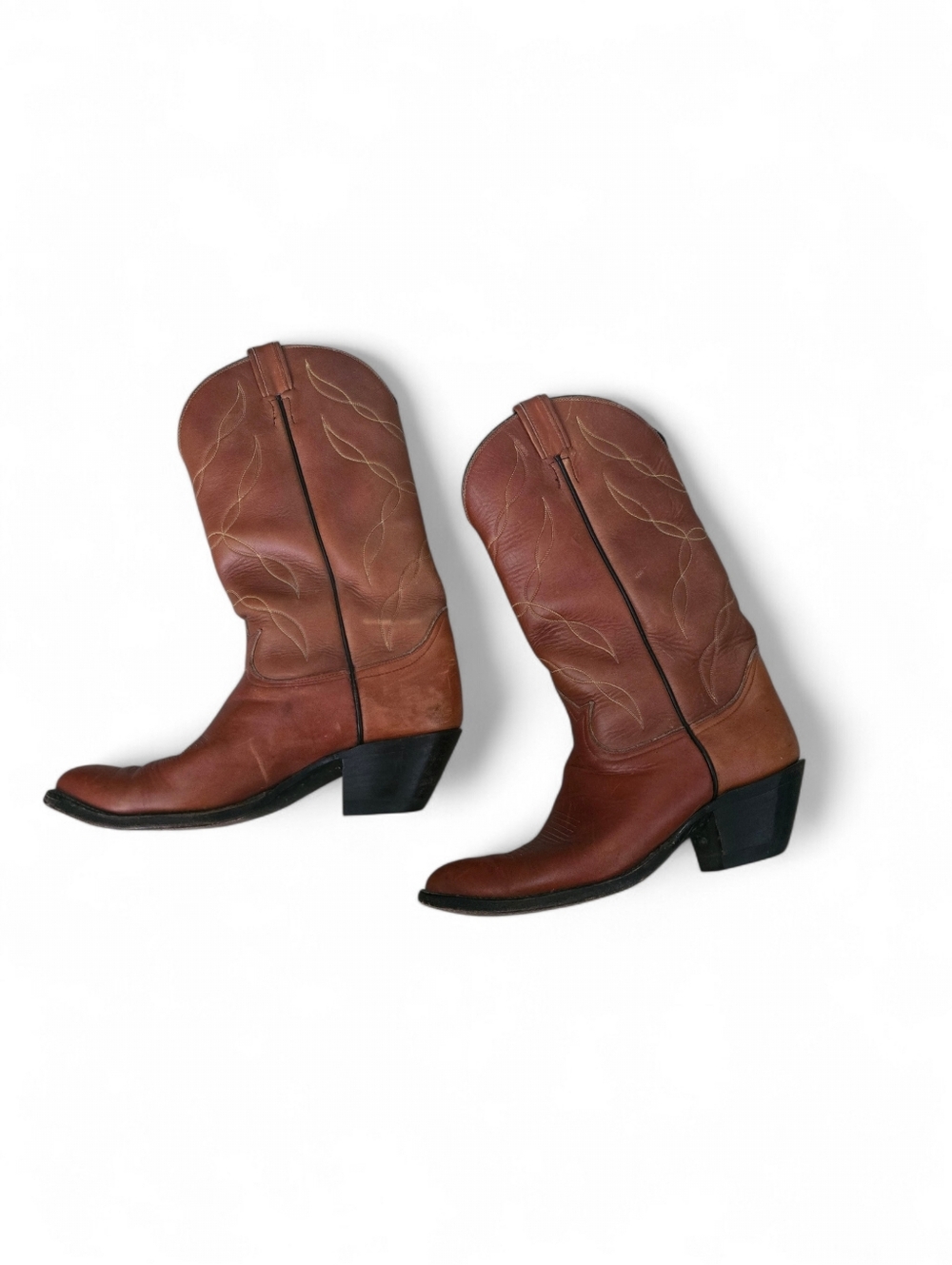 Vintage Tony Lama Cowboy Boots Men's 9E Wide USA Made Cognac Leather Western - Picture 5 of 12